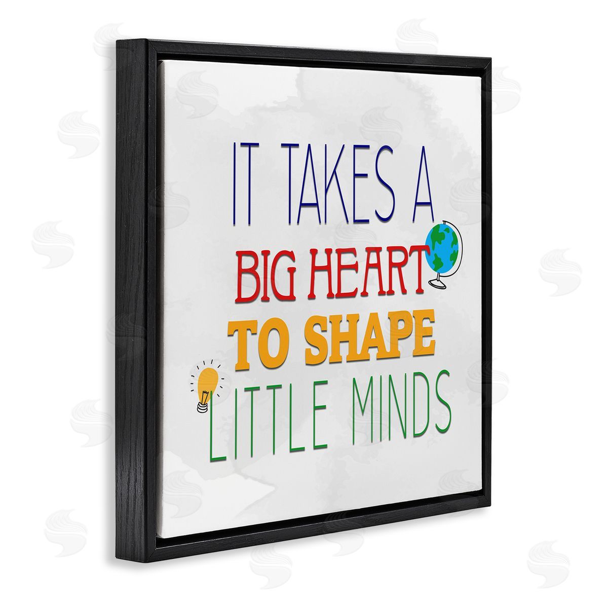 Kim Allen Big Heart To Shape Little Minds Phrase Black Floating Frame Canvas Wall Art Print