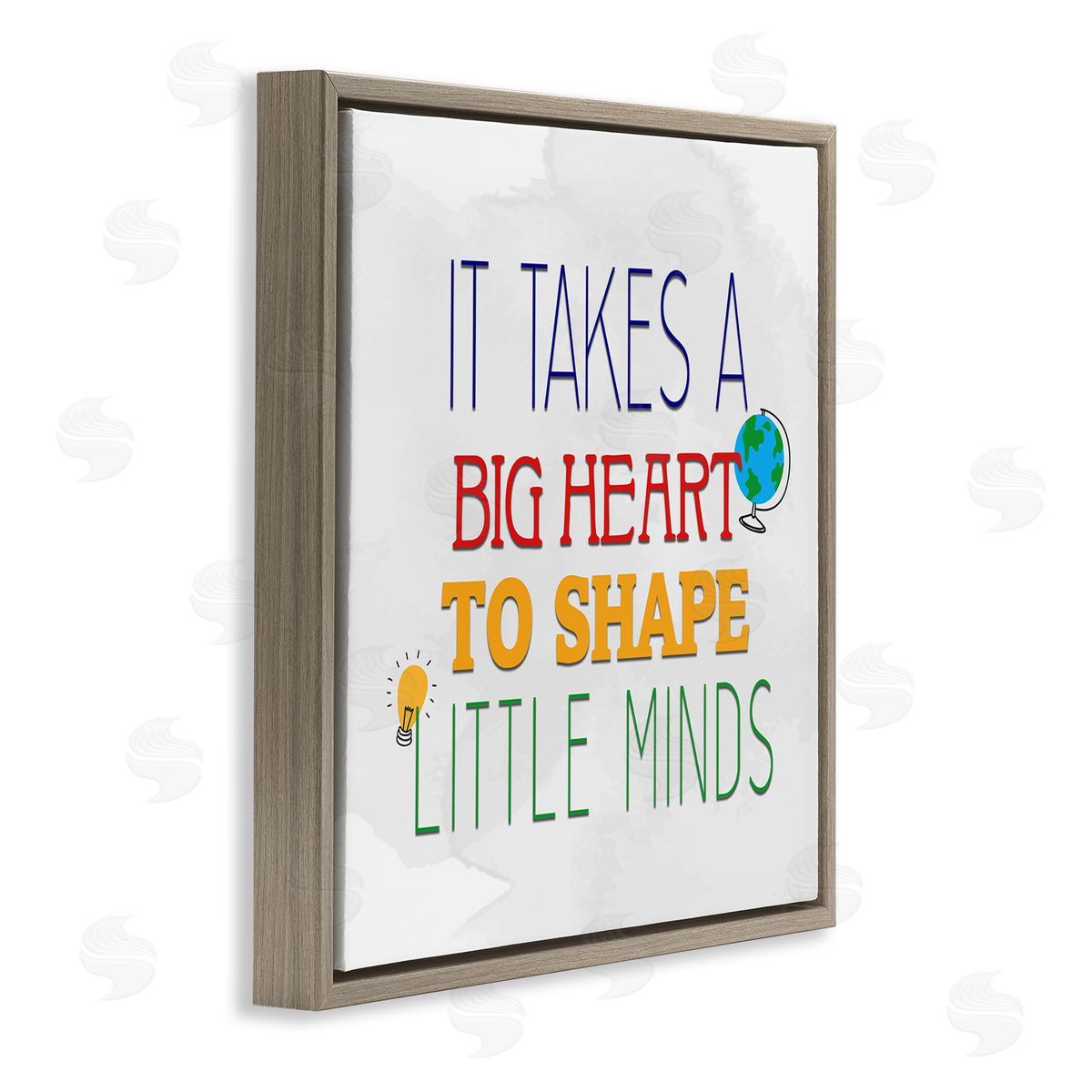 Kim Allen Big Heart To Shape Little Minds Phrase Brown Floating Frame Canvas Wall Art Print