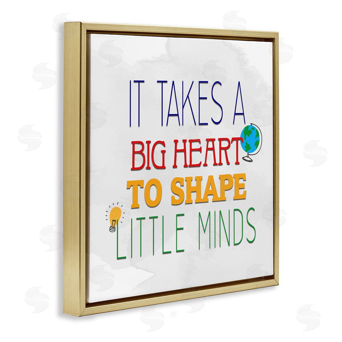 Kim Allen Big Heart To Shape Little Minds Phrase Gold Floating Frame Canvas Wall Art Print