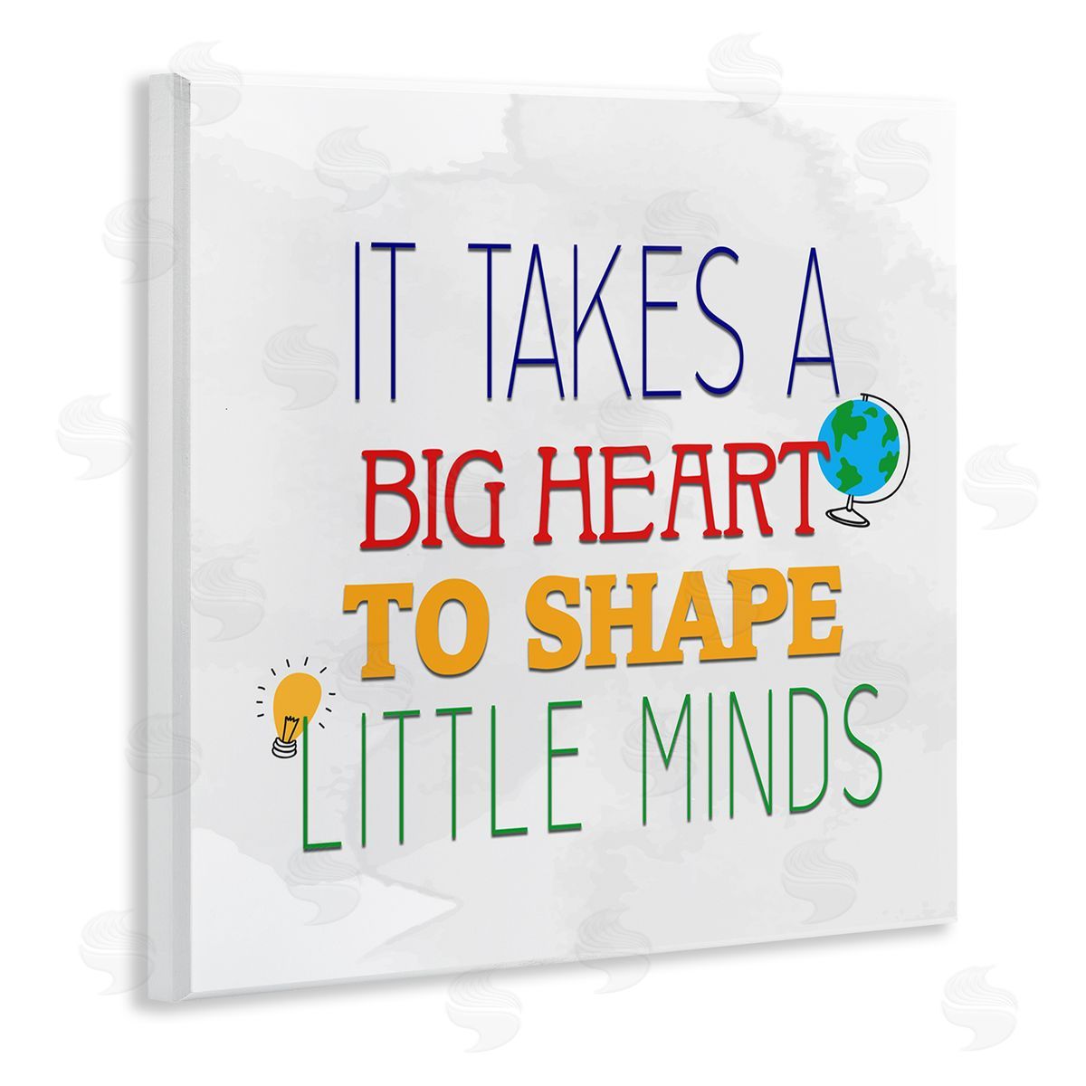 Kim Allen Big Heart To Shape Little Minds Phrase Wooden Wall Plaque Art Print