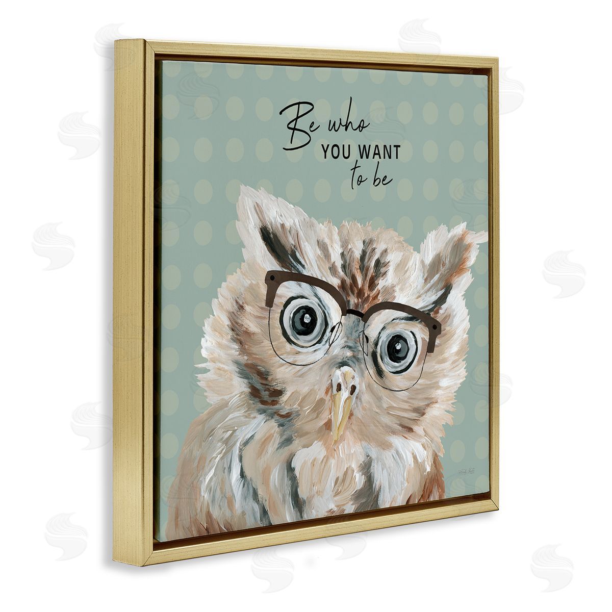 Cindy Jacobs Be Who You Want To Owl Gold Floating Frame Canvas Wall Art Print