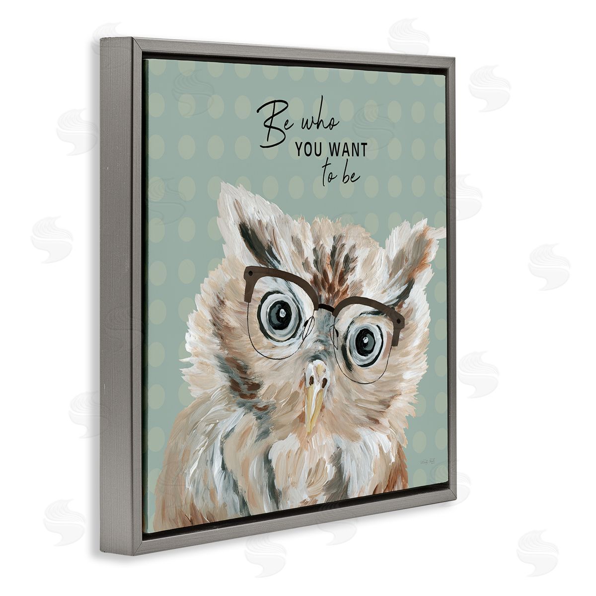 Cindy Jacobs Be Who You Want To Owl Gray Floating Frame Canvas Wall Art Print