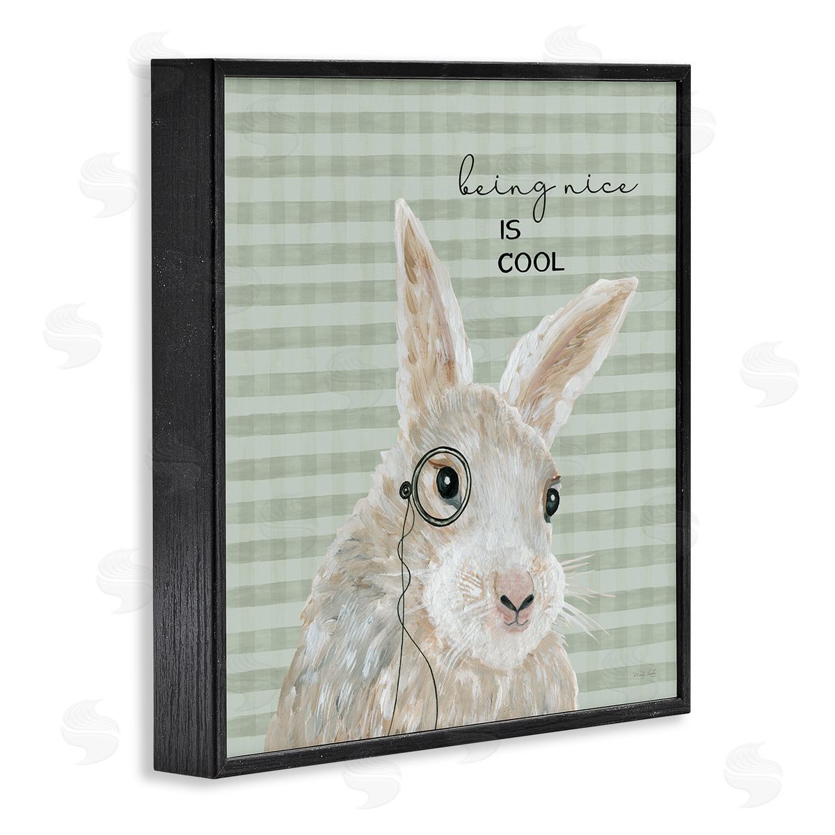 Cindy Jacobs Being Nice Is Cool Gingham Bunny Black Framed Glicee Wall Art Print