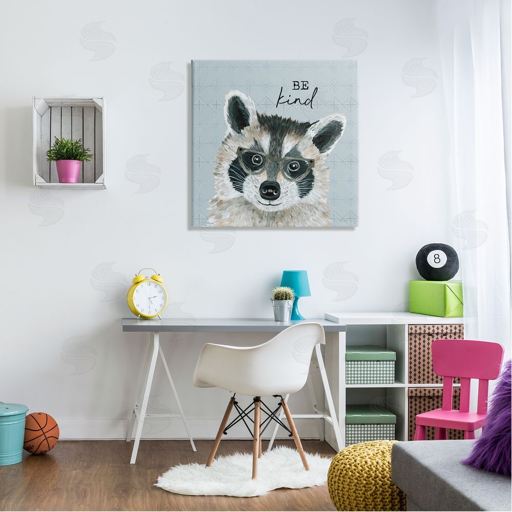 Cindy Jacobs Be Kind Happy Raccoon Patterned Canvas Wall Art in Room