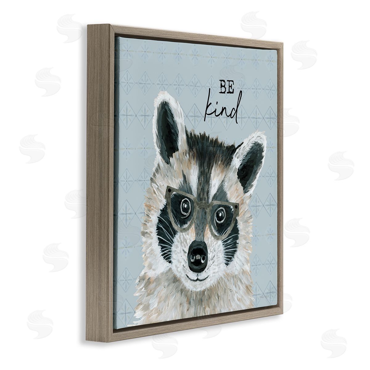 Cindy Jacobs Be Kind Happy Raccoon Patterned Brown Floating Frame Canvas Wall Art Print