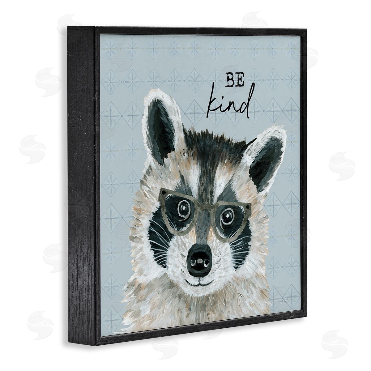 Cindy Jacobs Be Kind Happy Raccoon Patterned Black Framed Glicee Wall Art Print