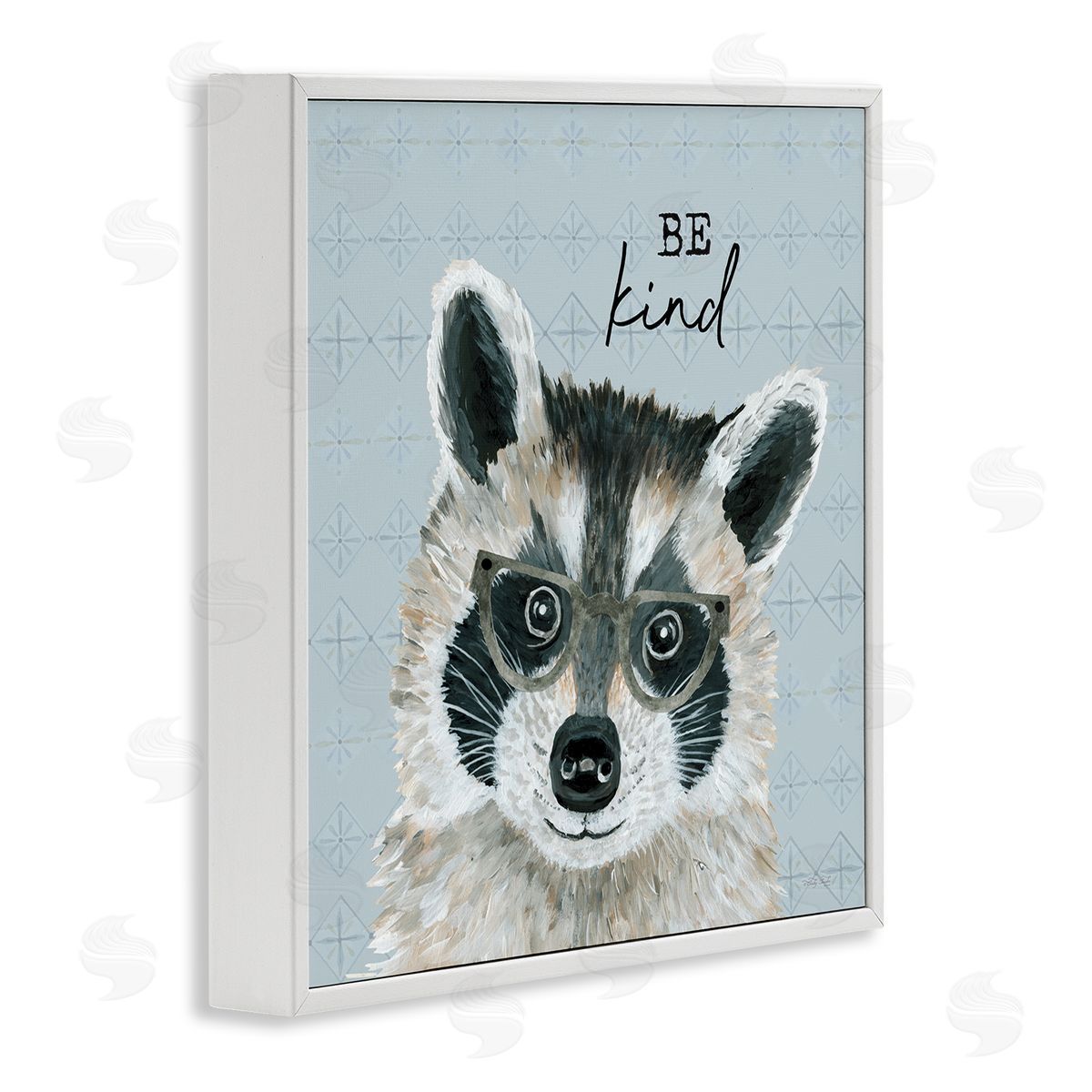 Cindy Jacobs Be Kind Happy Raccoon Patterned White Framed Glicee Wall Art Print