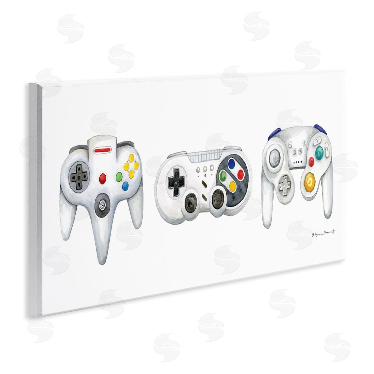 Vintage Video Game Controllers Wood Plaque Wall Art, Home Decor by Stephanie Workman Marrott