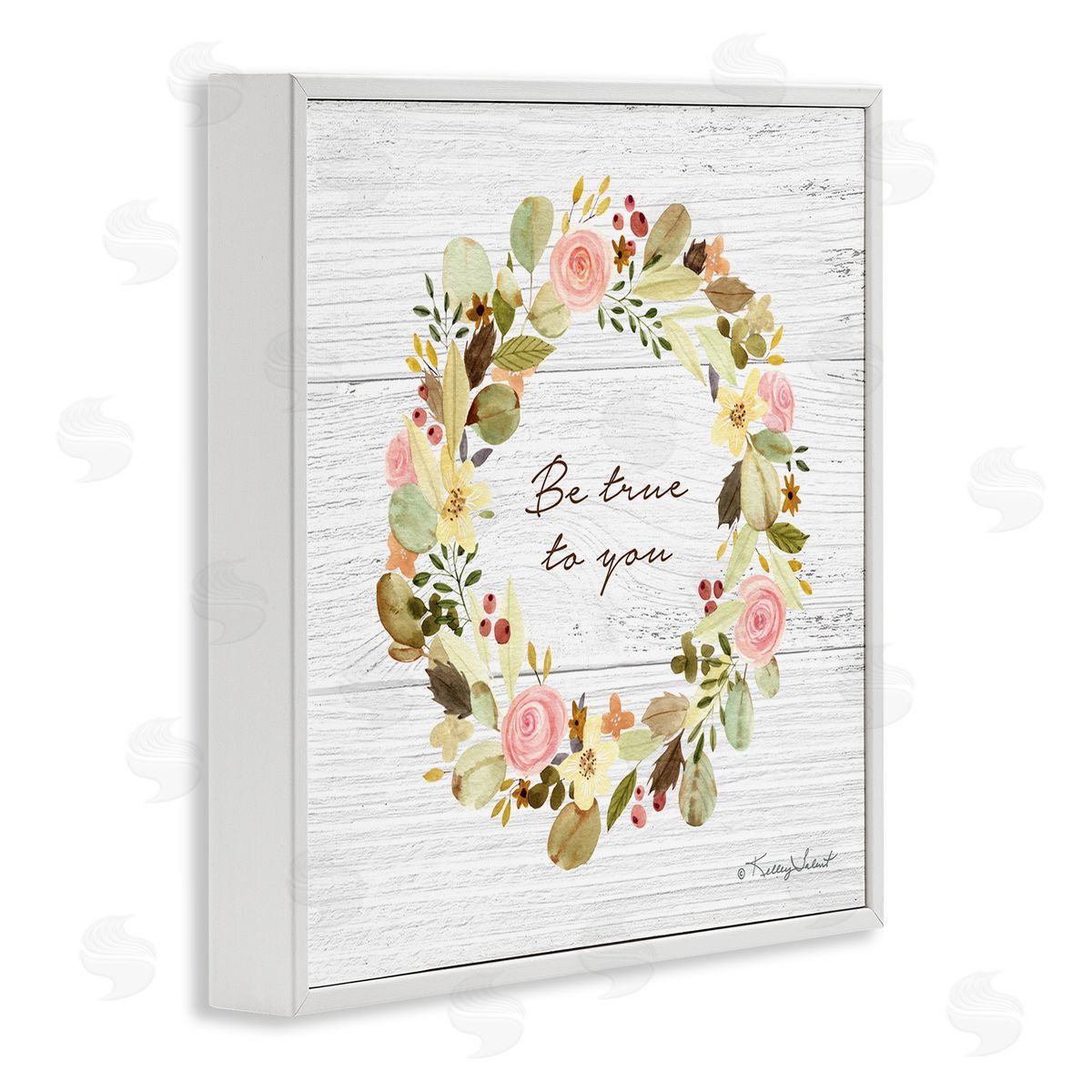 Kelley Talent Be True To You Peony Wreath White Framed Glicee Wall Art Print