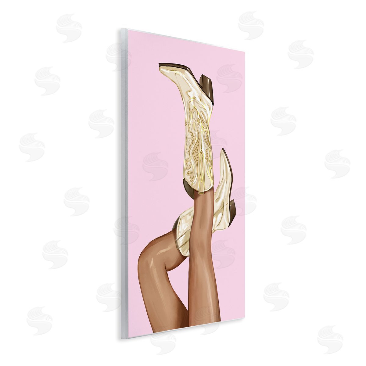 Pink Country Cowgirl Boots Wood Plaque Wall Art, Home Decor by Ziwei Li