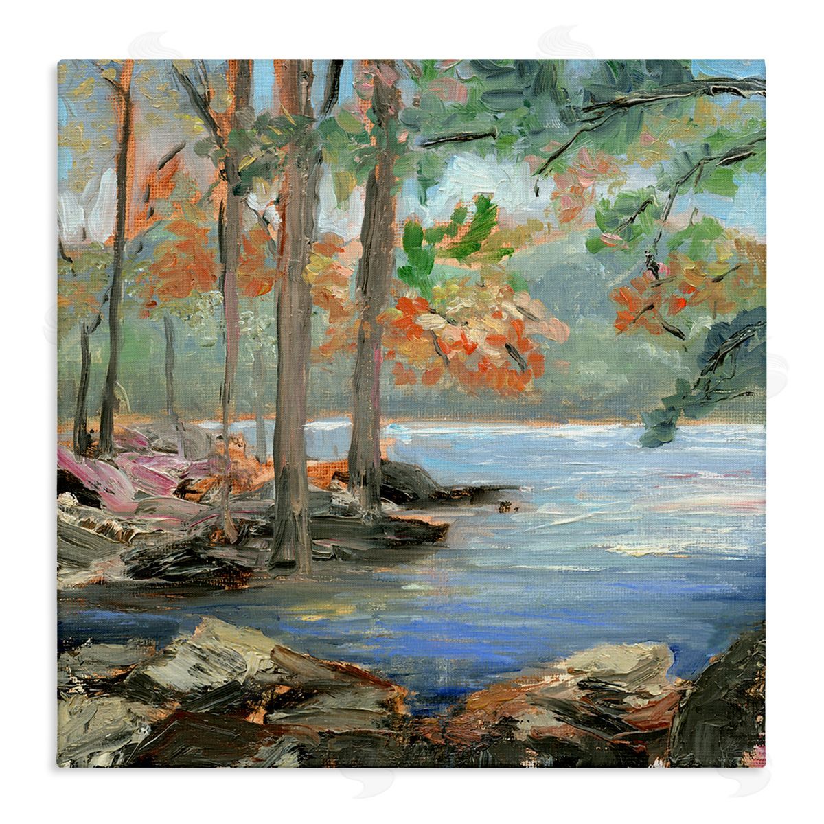 Woodland Creek Looming Trees Canvas Wall Art, Home Decor by Sandra Iafrate 