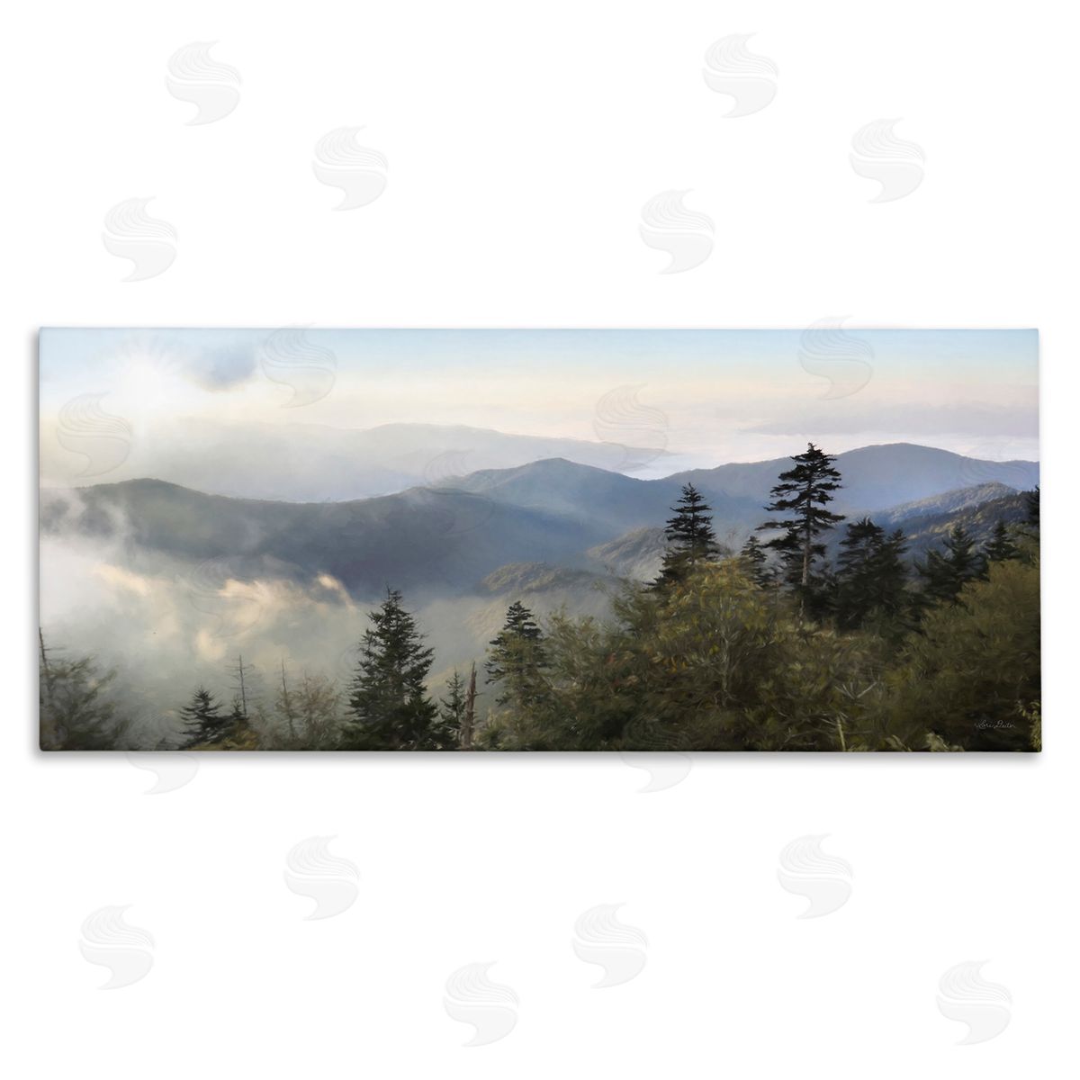 Panoramic Cloudy Mountainous Nature Canvas Wall Art, Home Decor by Lori Deiter