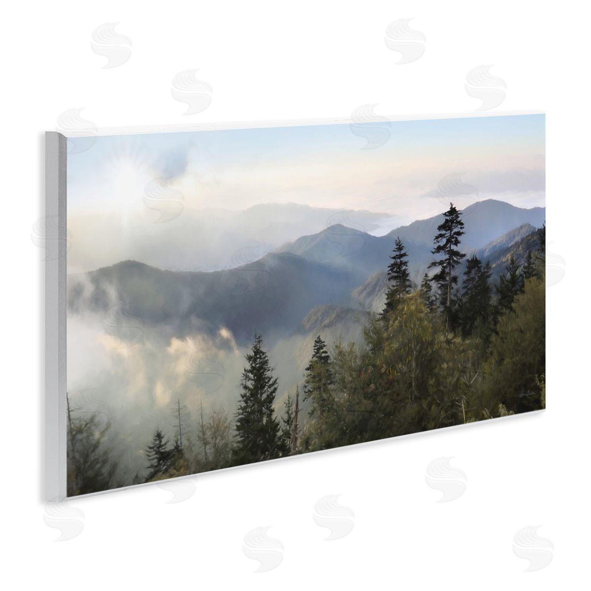 Panoramic Cloudy Mountainous Nature Wood Plaque Wall Art, Home Decor by Lori Deiter