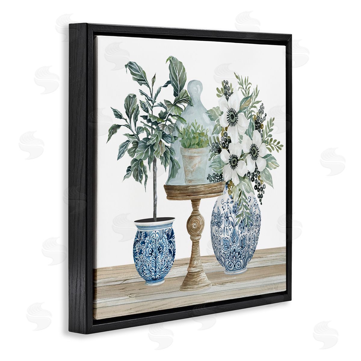 Cindy Jacobs Assorted Floral Blossoms Array Black Floating Frame Canvas Wall Art Print