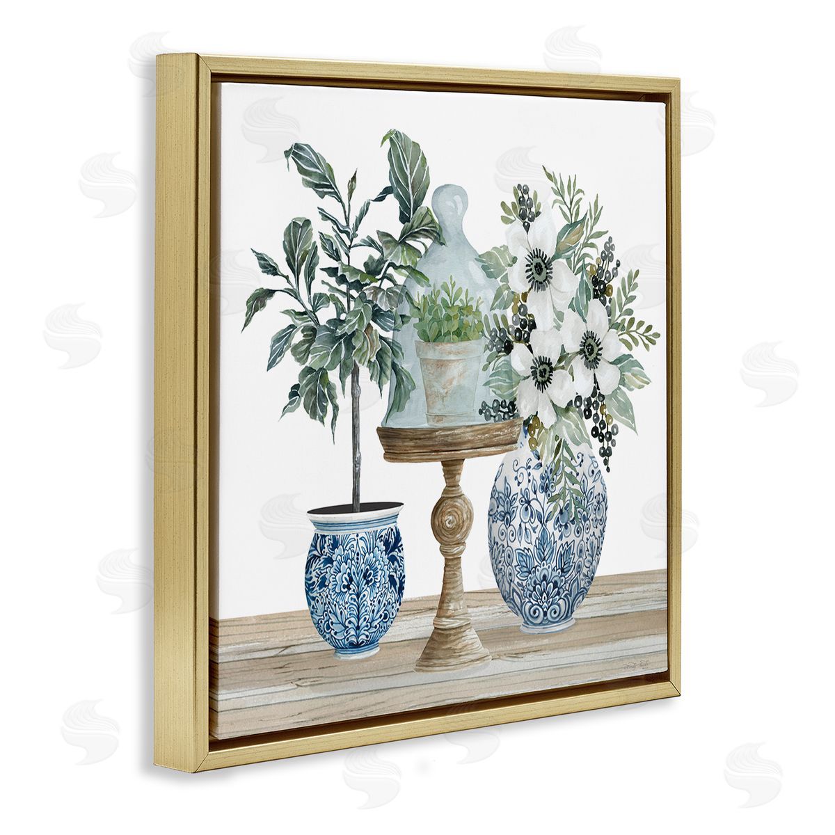 Cindy Jacobs Assorted Floral Blossoms Array Gold Floating Frame Canvas Wall Art Print