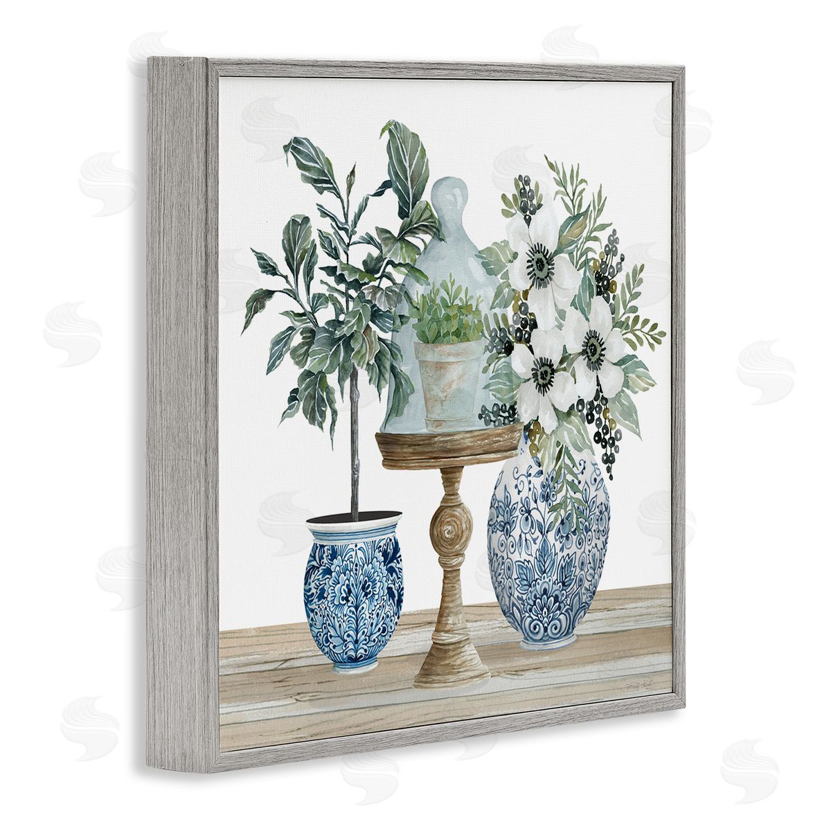 Cindy Jacobs Assorted Floral Blossoms Array Gray Framed Glicee Wall Art Print
