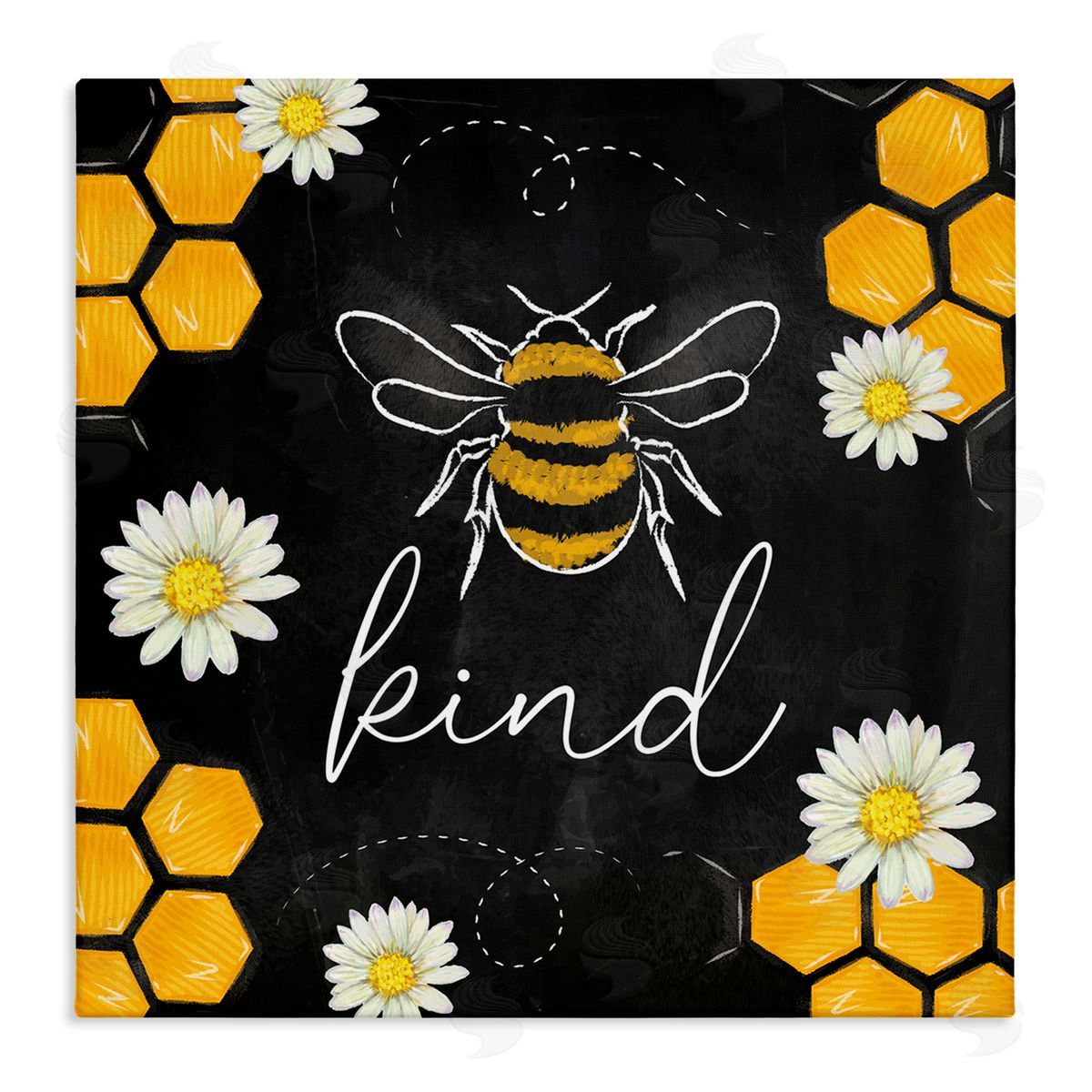 Nicole DeCamp Bee Kind Honeycomb Pattern Stretched Canvas Wall Art Print