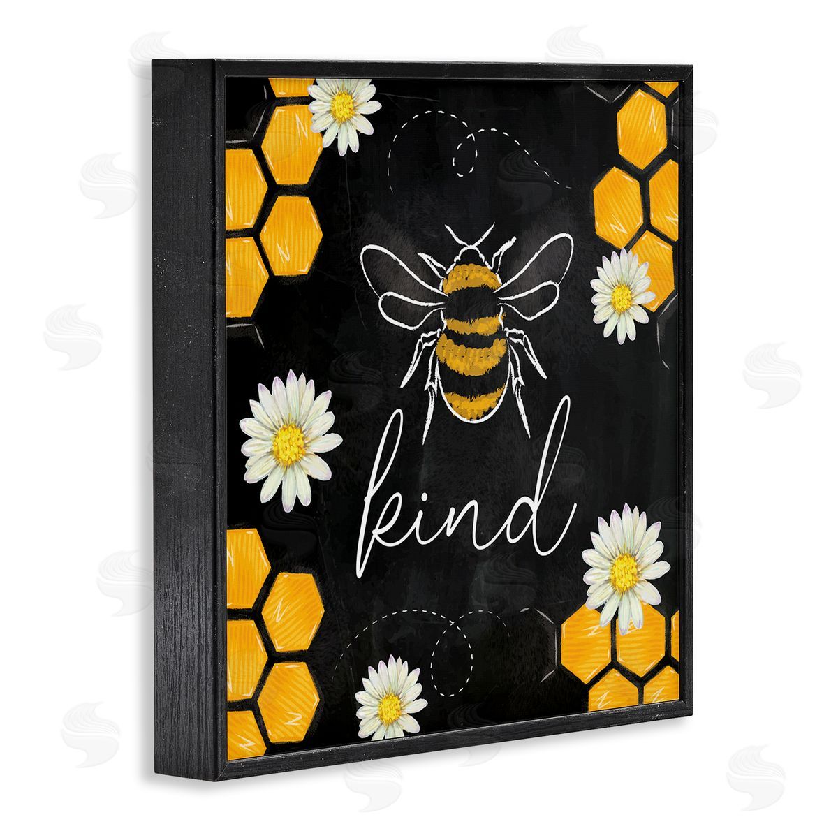 Nicole DeCamp Bee Kind Honeycomb Pattern Black Framed Glicee Wall Art Print