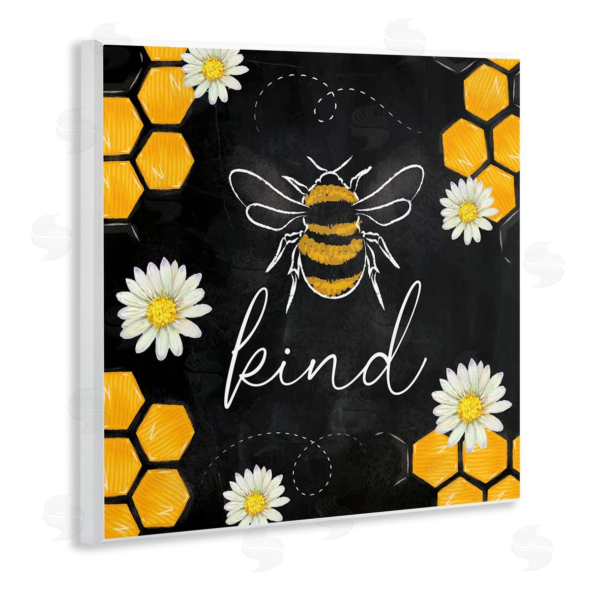 Nicole DeCamp Bee Kind Honeycomb Pattern Wooden Wall Plaque Art Print