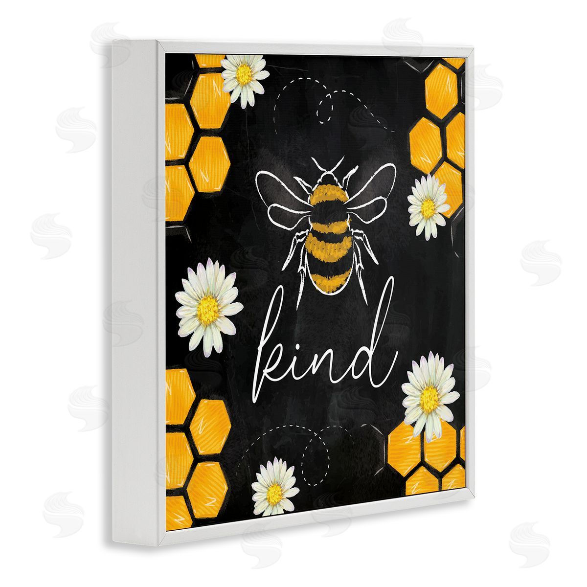 Nicole DeCamp Bee Kind Honeycomb Pattern White Framed Glicee Wall Art Print