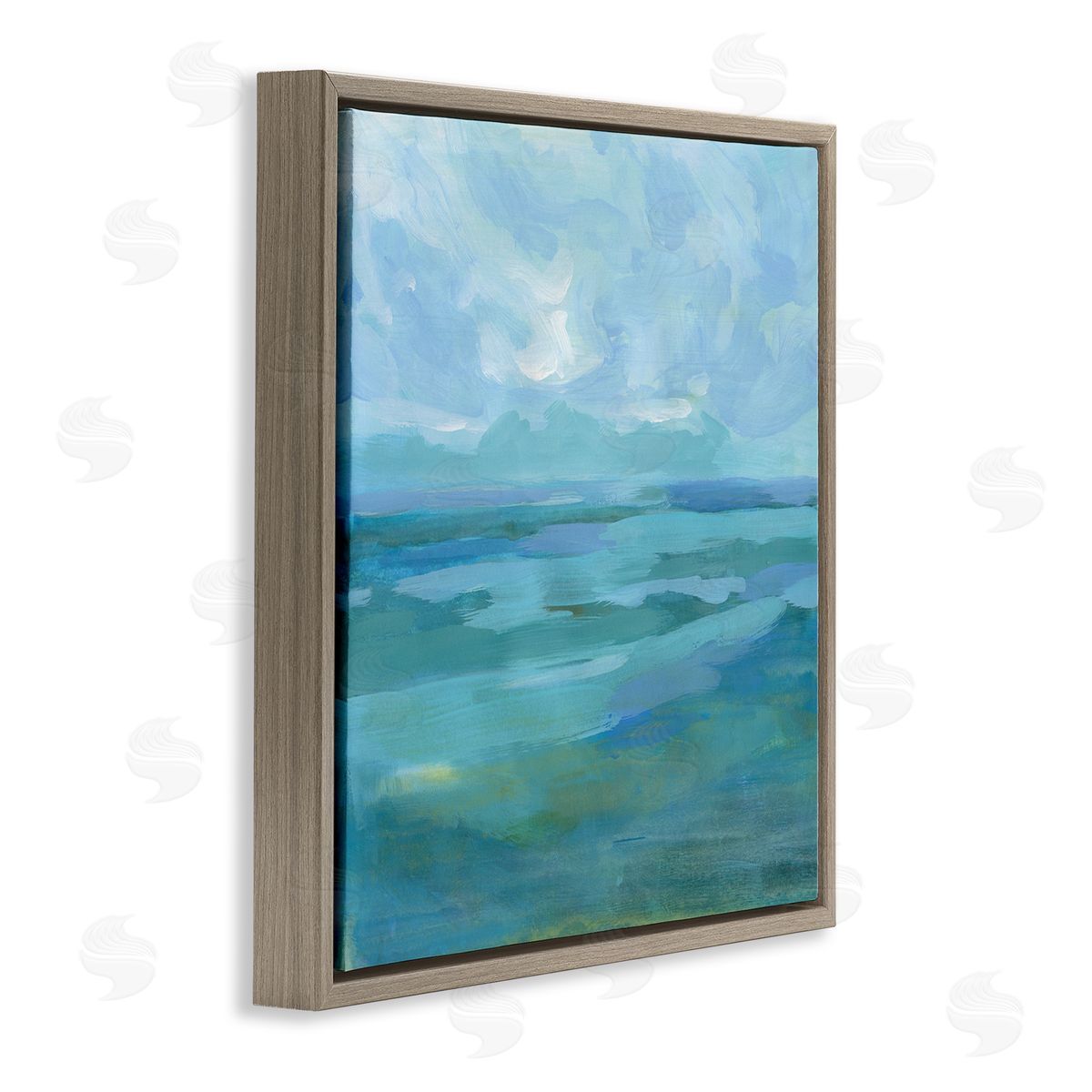 Victoria Barnes Abstract Sea Waves Landscape Brown Floating Frame Canvas Wall Art Print