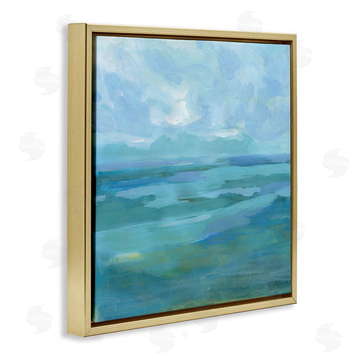 Victoria Barnes Abstract Sea Waves Landscape Gold Floating Frame Canvas Wall Art Print