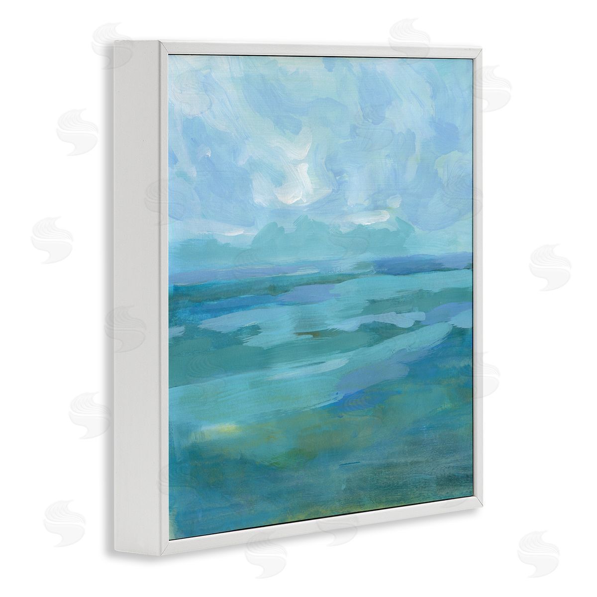 Victoria Barnes Abstract Sea Waves Landscape White Framed Glicee Wall Art Print