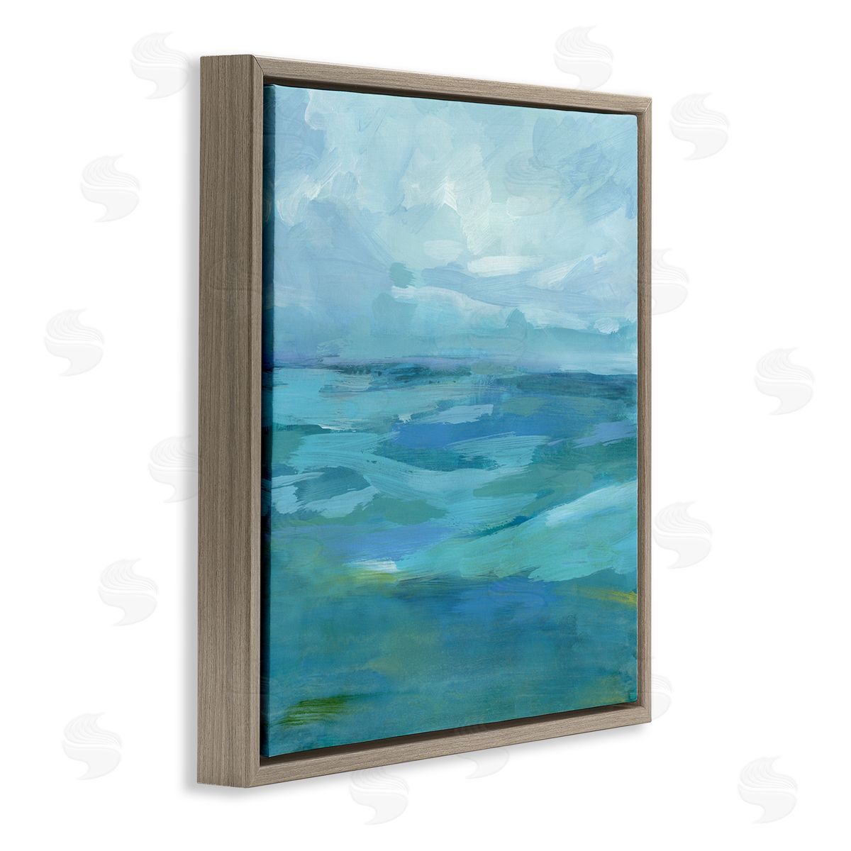 Victoria Barnes Flowing Ocean Tide Abstract Brown Floating Frame Canvas Wall Art Print