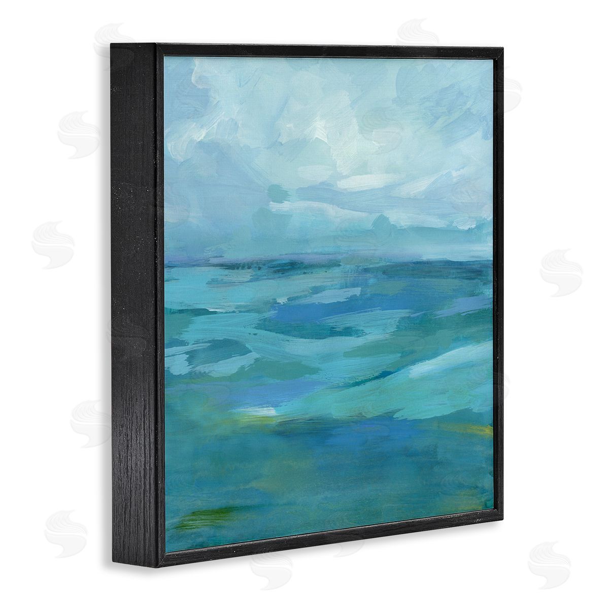 Victoria Barnes Flowing Ocean Tide Abstract Black Framed Glicee Wall Art Print