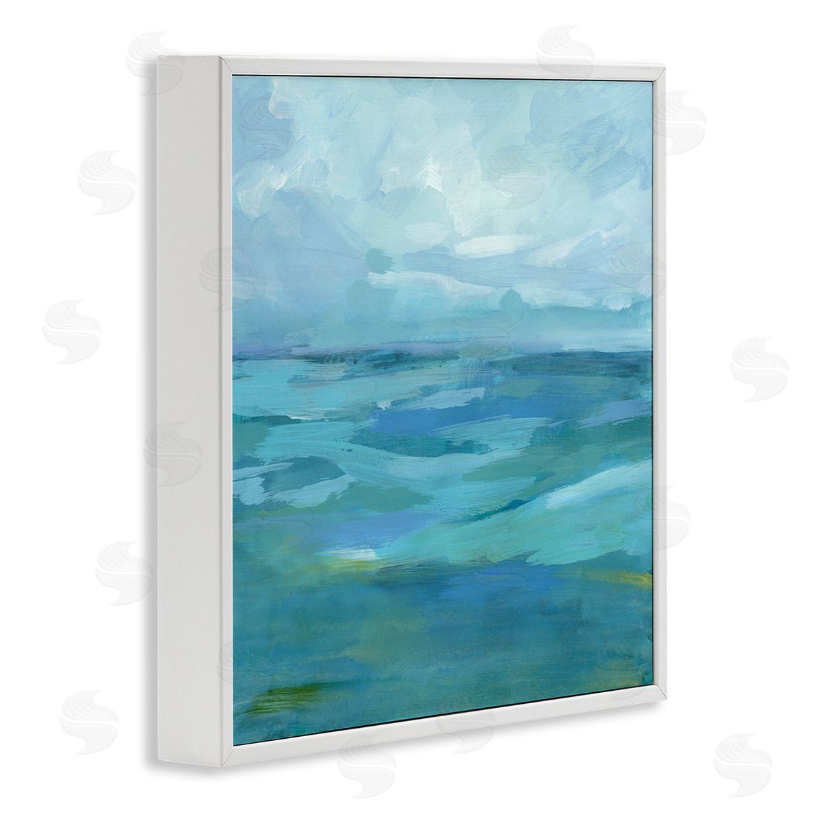 Victoria Barnes Flowing Ocean Tide Abstract White Framed Glicee Wall Art Print