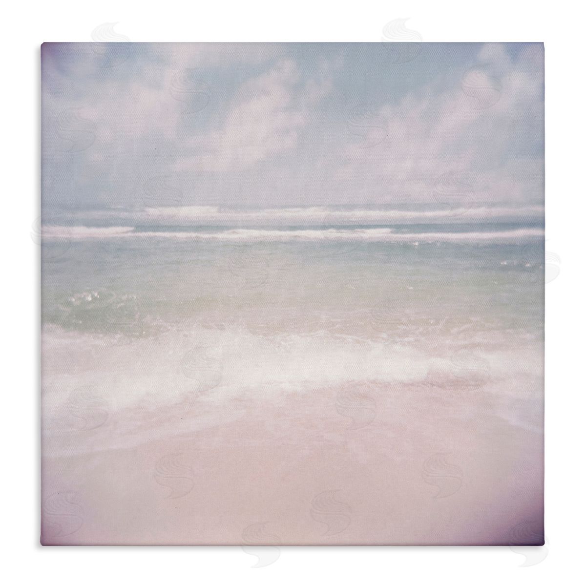 Lynann Colligan Pastel Beach Waves Horizon  Stretched Canvas Wall Art Print