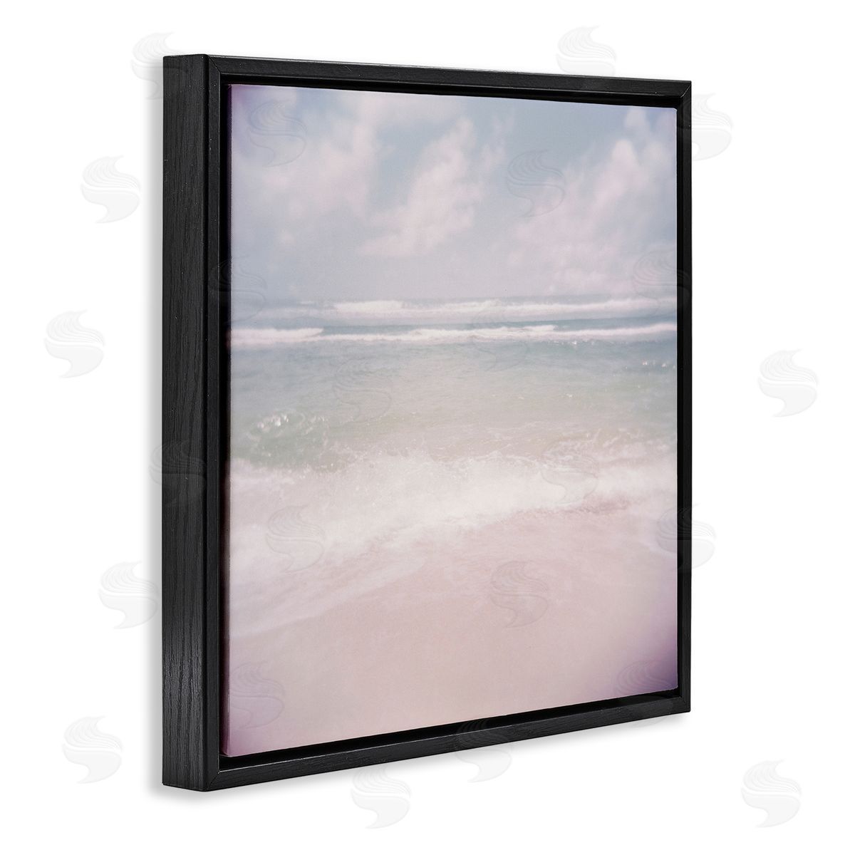 Lynann Colligan Pastel Beach Waves Horizon  Black Floating Frame Canvas Wall Art Print