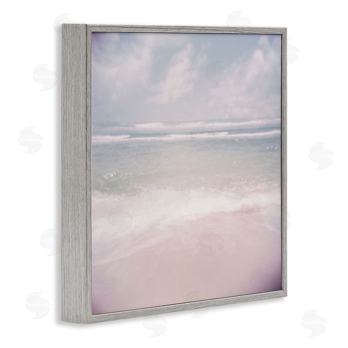 Lynann Colligan Pastel Beach Waves Horizon  Gray Framed Glicee Wall Art Print