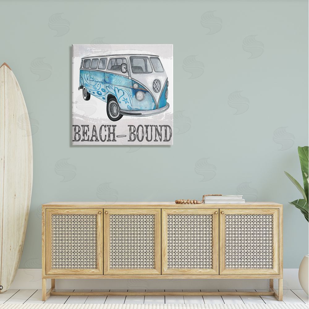 Karen Smith Beach Bound Summer Vacation Van Canvas Wall Art in Room