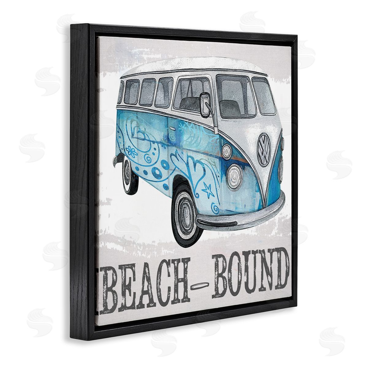 Karen Smith Beach Bound Summer Vacation Van Black Floating Frame Canvas Wall Art Print
