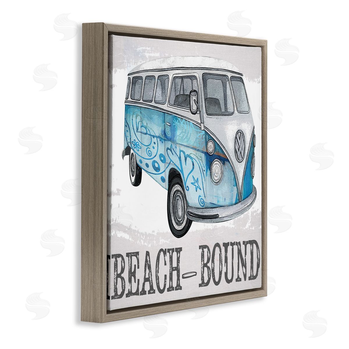Karen Smith Beach Bound Summer Vacation Van Brown Floating Frame Canvas Wall Art Print