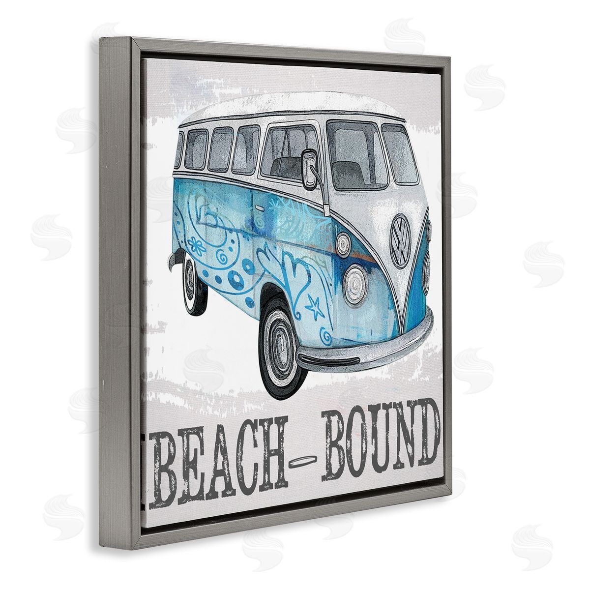 Karen Smith Beach Bound Summer Vacation Van Gray Floating Frame Canvas Wall Art Print