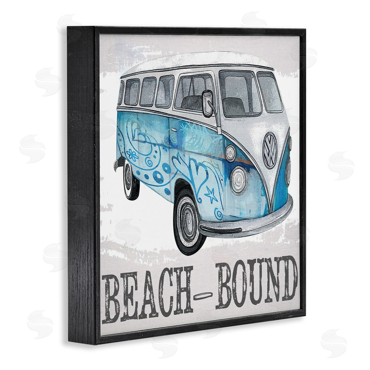 Karen Smith Beach Bound Summer Vacation Van Black Framed Glicee Wall Art Print