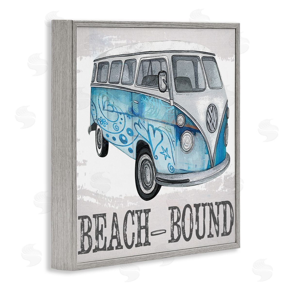Karen Smith Beach Bound Summer Vacation Van Gray Framed Glicee Wall Art Print