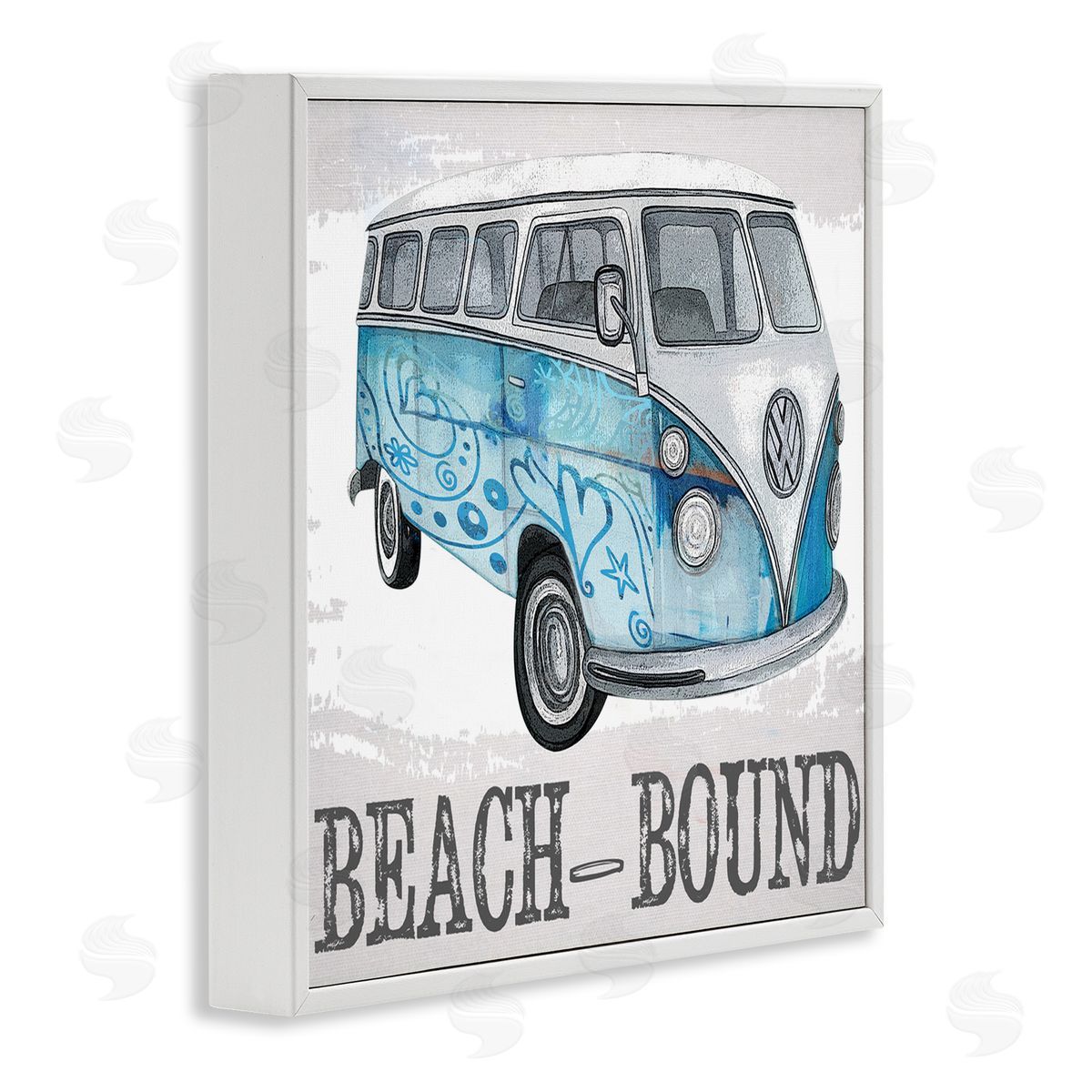 Karen Smith Beach Bound Summer Vacation Van White Framed Glicee Wall Art Print