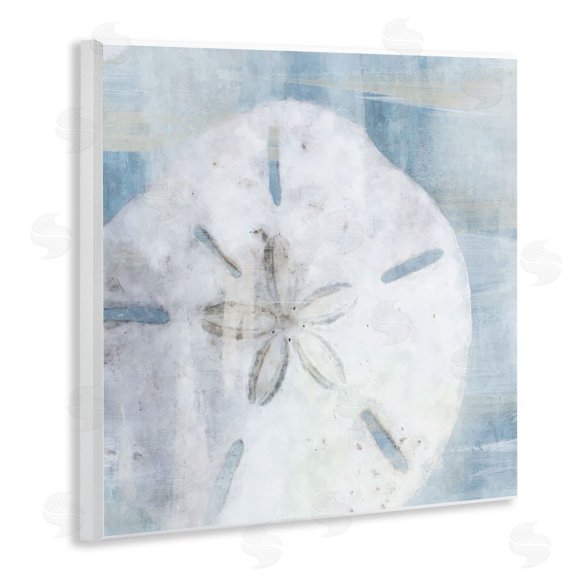 Pastel Blue Sand Dollar Seashell Wood Plaque Wall Art, Home Decor by Nina Blue
