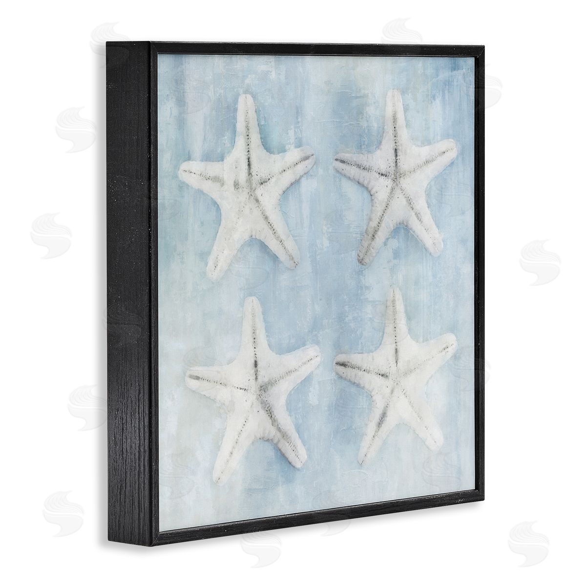 Nina Blue Aquatic Starfish Soft Blue Coastal Black Framed Glicee Wall Art Print
