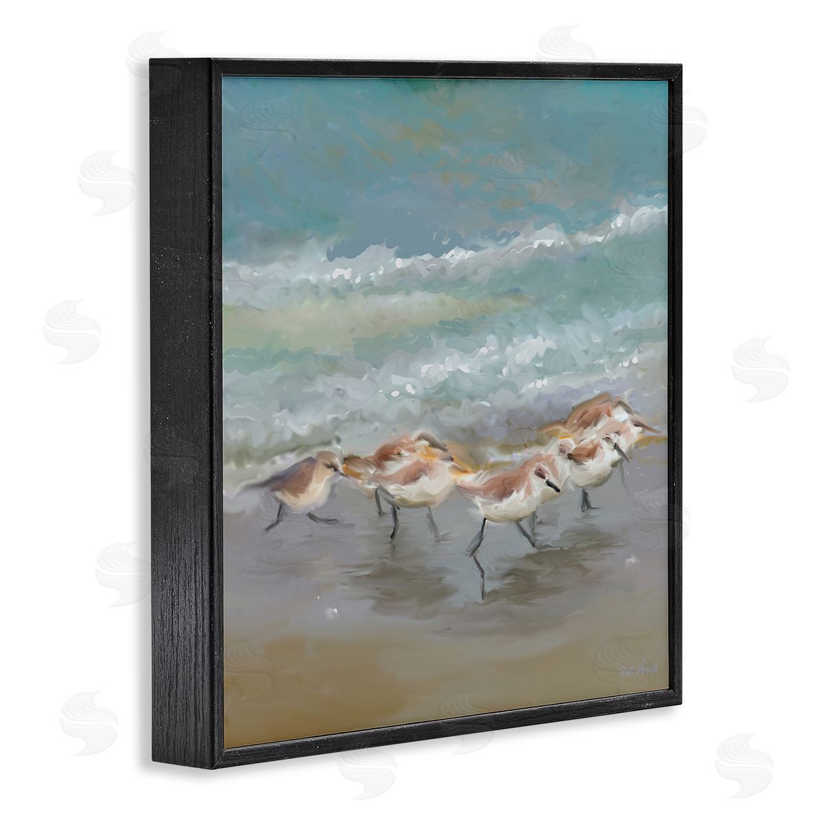 Rick Novak Nautical Sea Birds Shoreline Waves Black Framed Glicee Wall Art Print