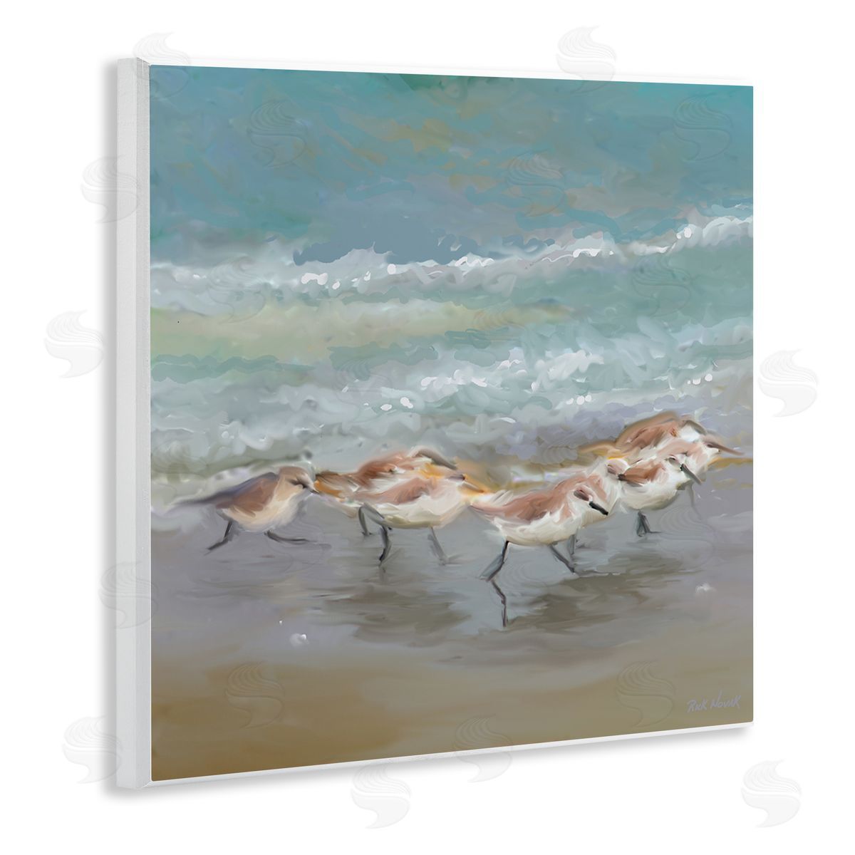 Rick Novak Nautical Sea Birds Shoreline Waves Wooden Wall Plaque Art Print