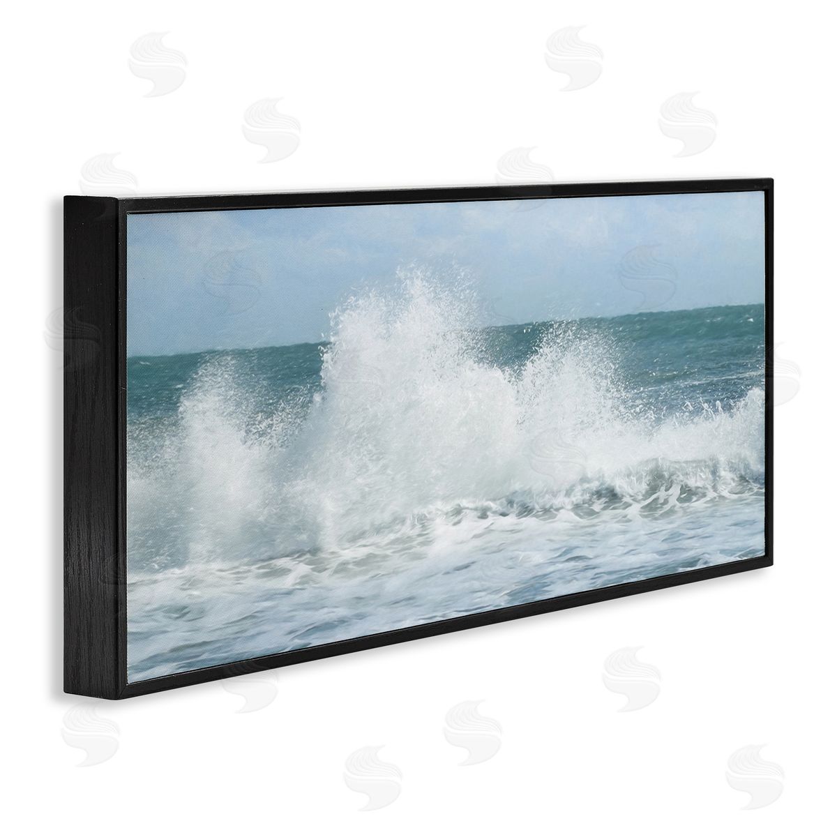 Ocean Waves Crashing Foam Splash Black Frame Print Wall Art, Home Decor by Lori Deiter