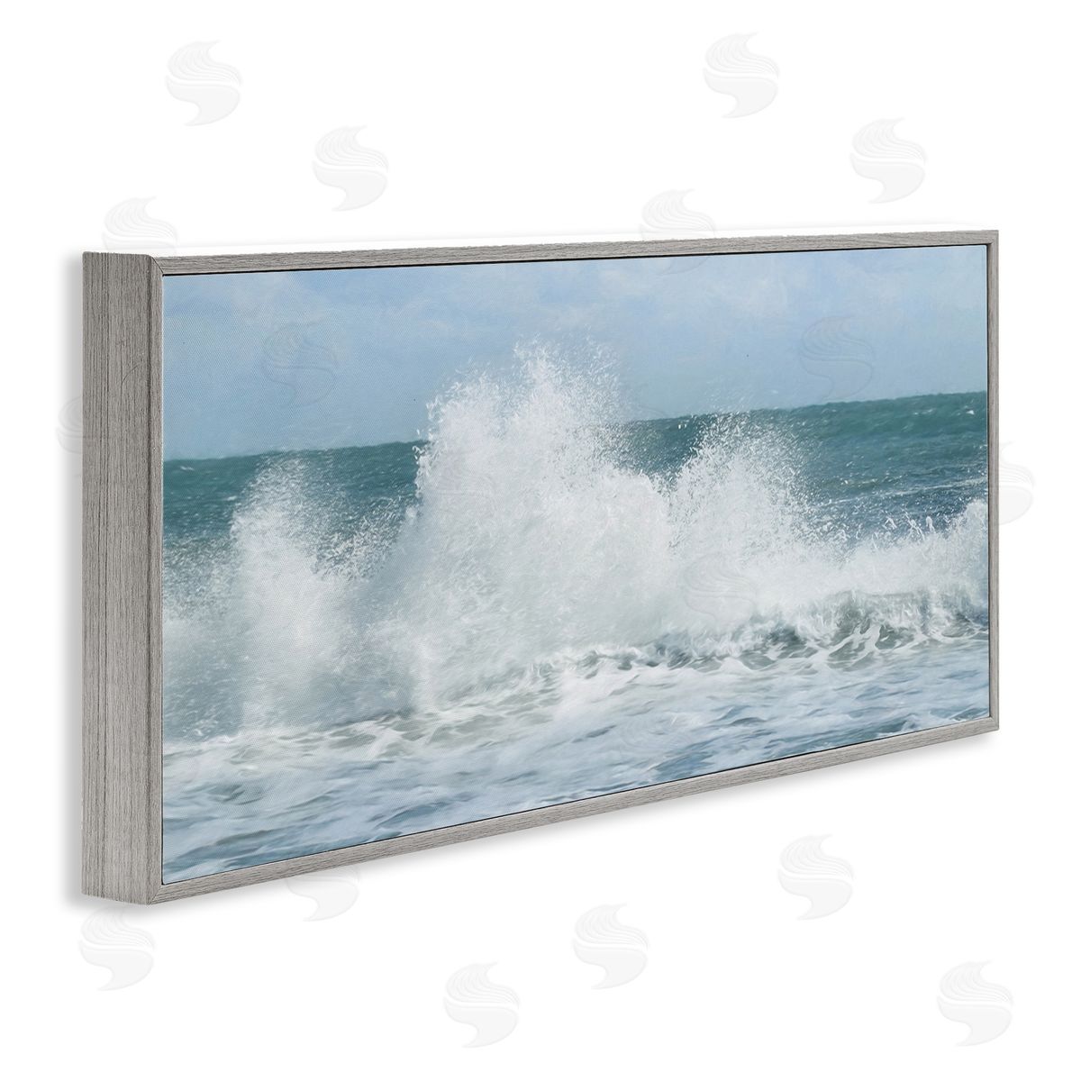 Ocean Waves Crashing Foam Splash Grey Frame Print Wall Art, Home Decor by Lori Deiter