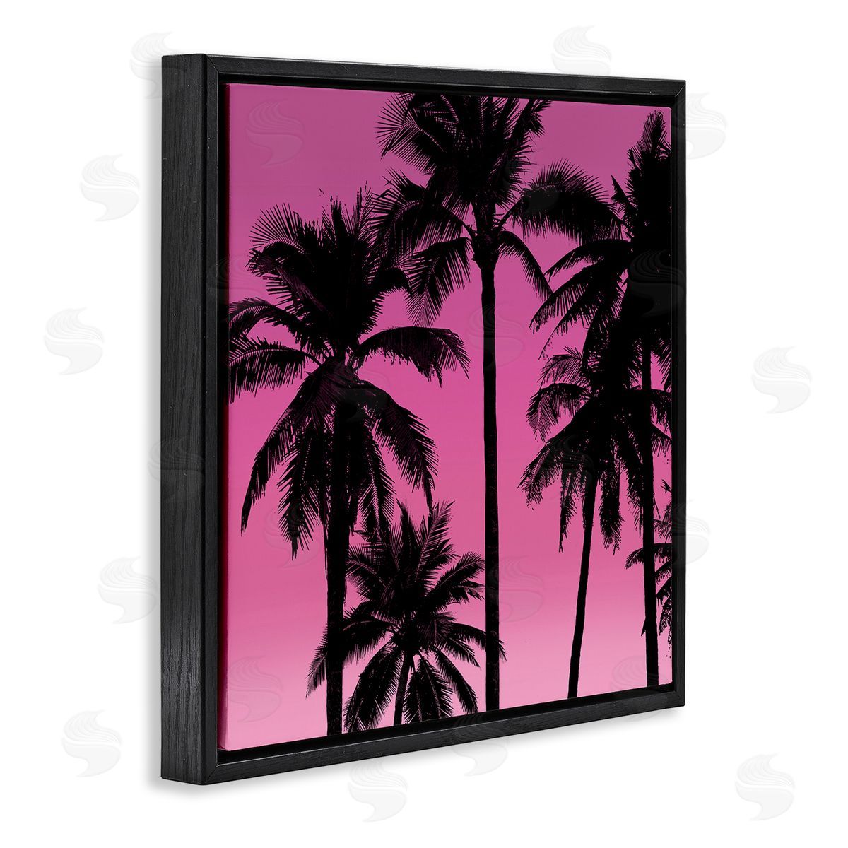 Mia Jensen Pink Tropical Sunset Palm Trees Black Floating Frame Canvas Wall Art Print