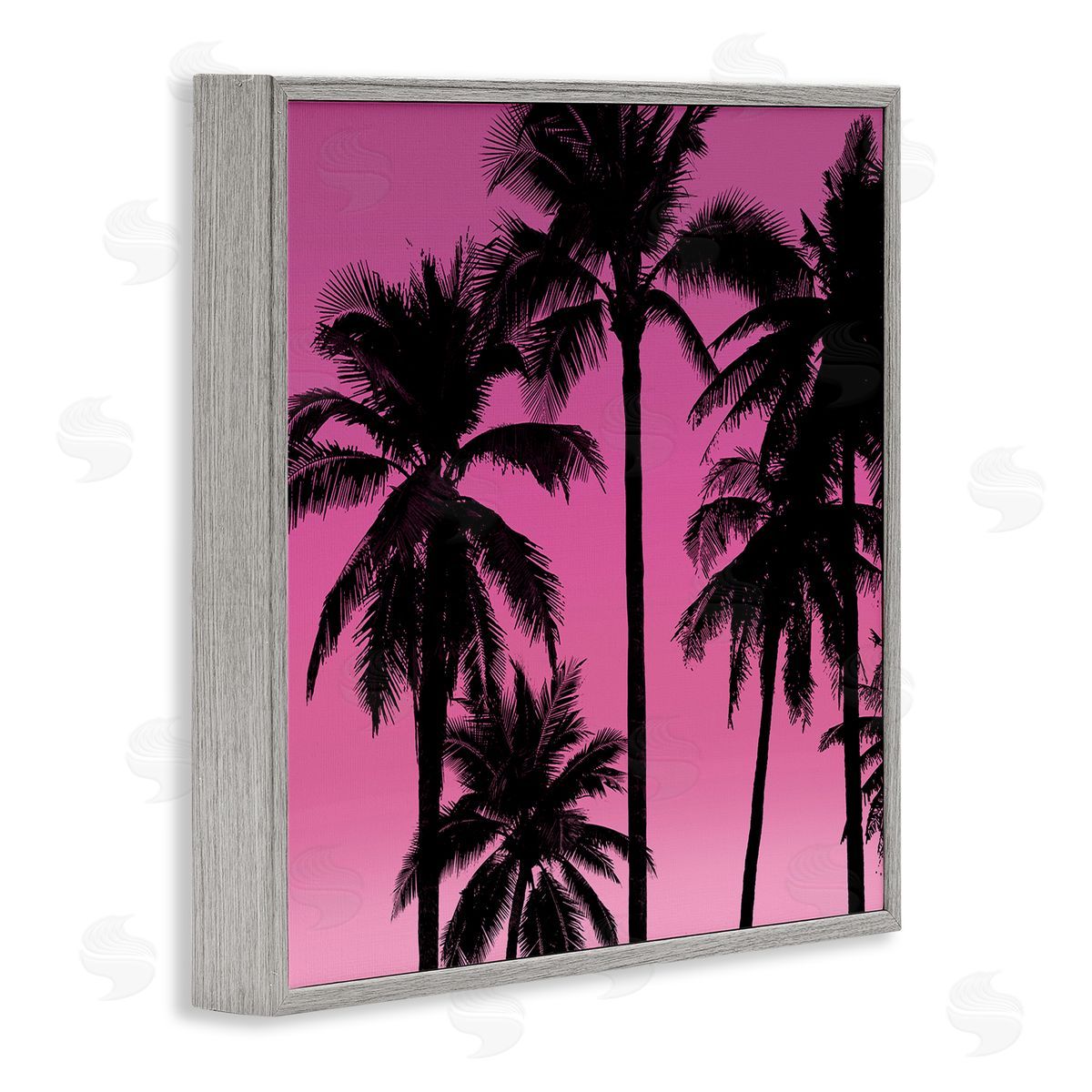Mia Jensen Pink Tropical Sunset Palm Trees Gray Framed Glicee Wall Art Print