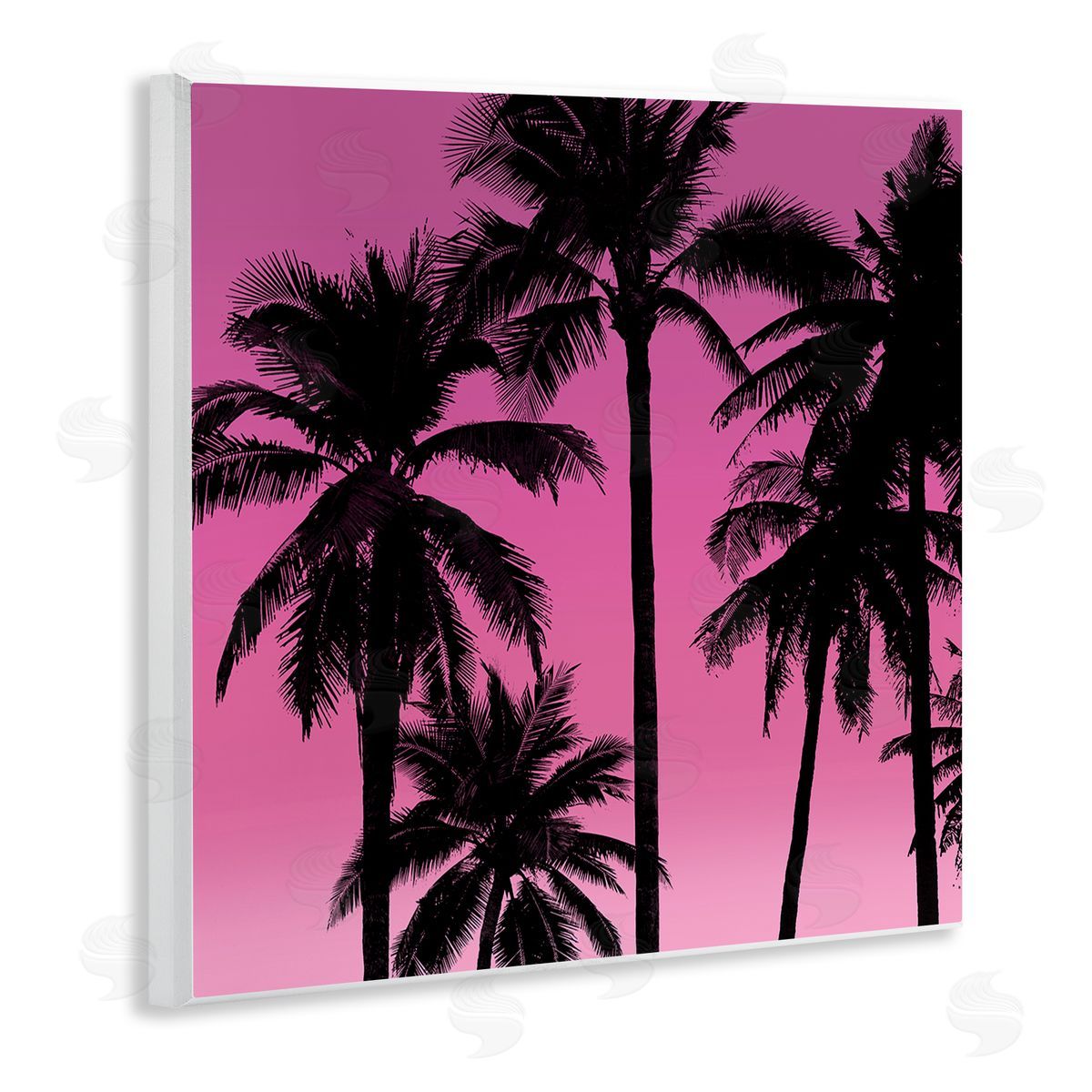 Mia Jensen Pink Tropical Sunset Palm Trees Wooden Wall Plaque Art Print