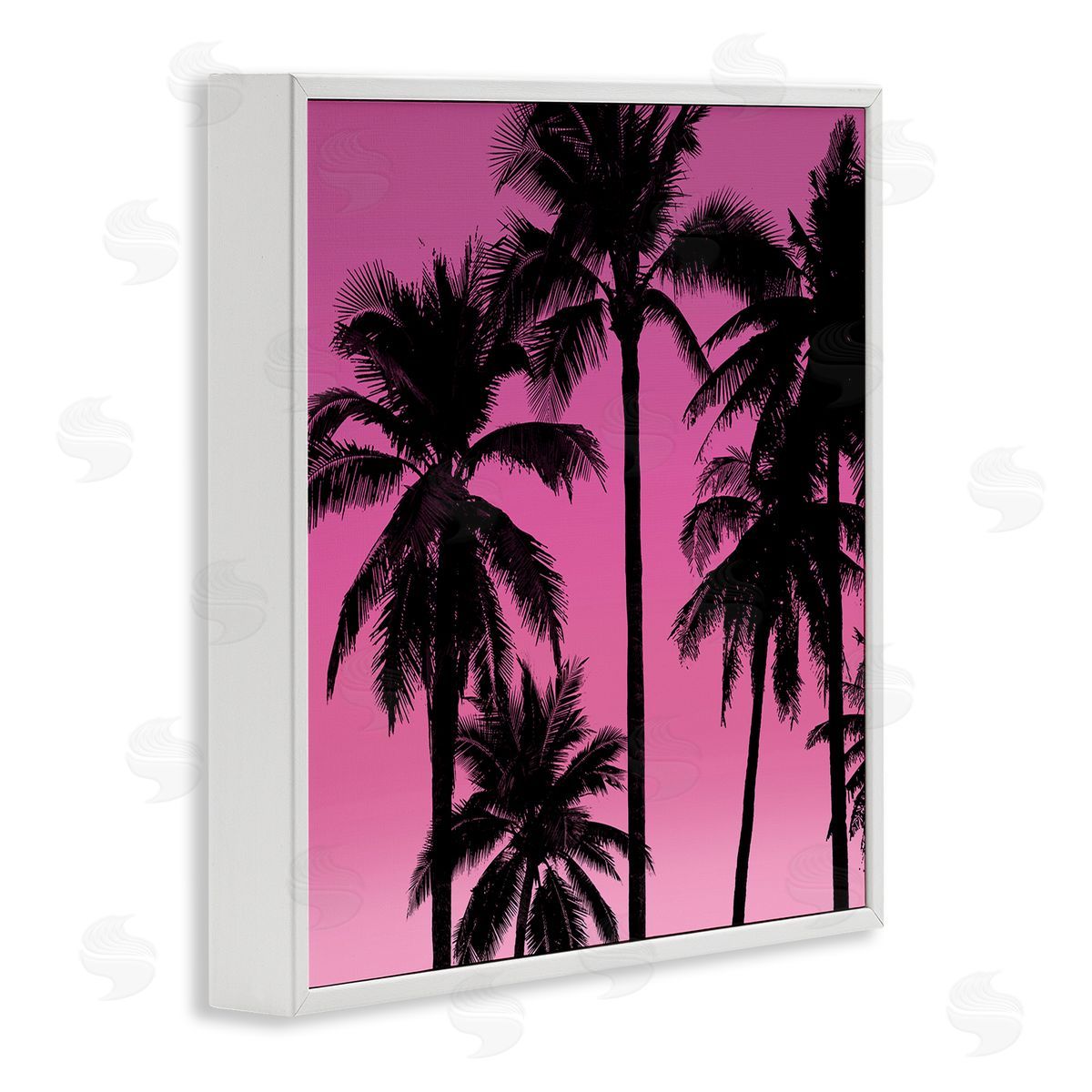 Mia Jensen Pink Tropical Sunset Palm Trees White Framed Glicee Wall Art Print